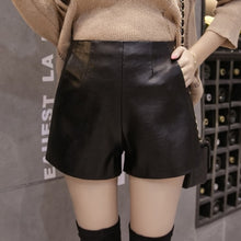Load image into Gallery viewer, Wide Leg PU Faux Leather Short