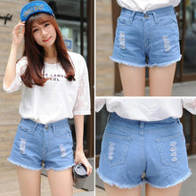 Load image into Gallery viewer, Blue Crimping Denim Shorts