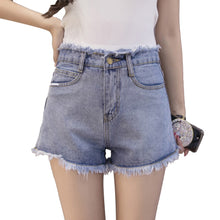 Load image into Gallery viewer, Jeans Solid Color High Waist Burr Short
