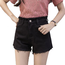 Load image into Gallery viewer, Jeans Solid Color High Waist Burr Short