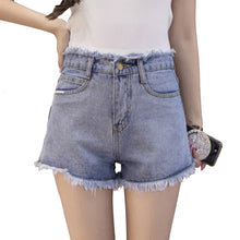 Load image into Gallery viewer, Jeans Solid Color High Waist Burr Short